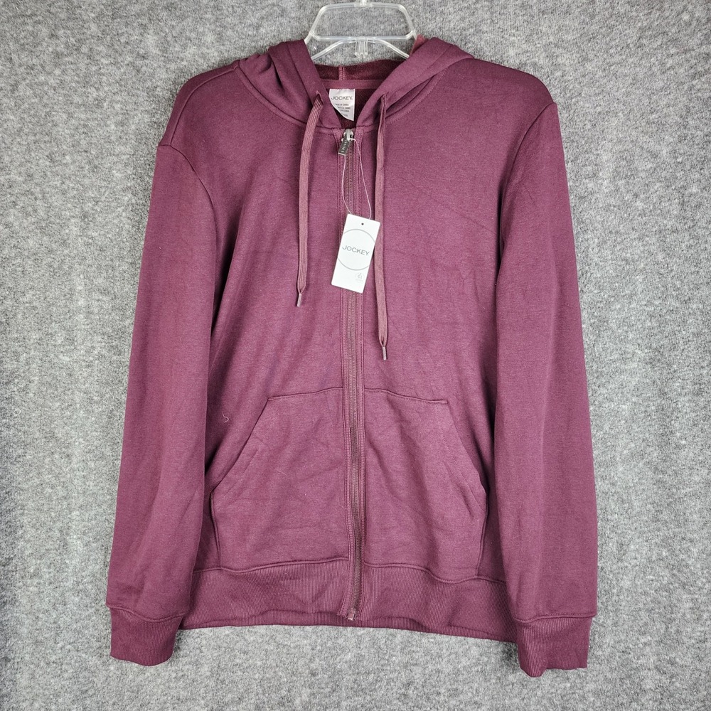 Jockey Everybody Zip Hoodie Mens XL Burgundy Fleece Lined New With Tags